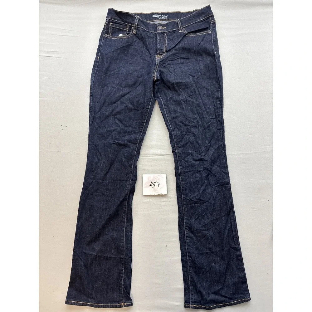 Old Navy The Flirt Women 10 Long Dark Wash Flare Bootcut Jeans Mid Rise Stretch